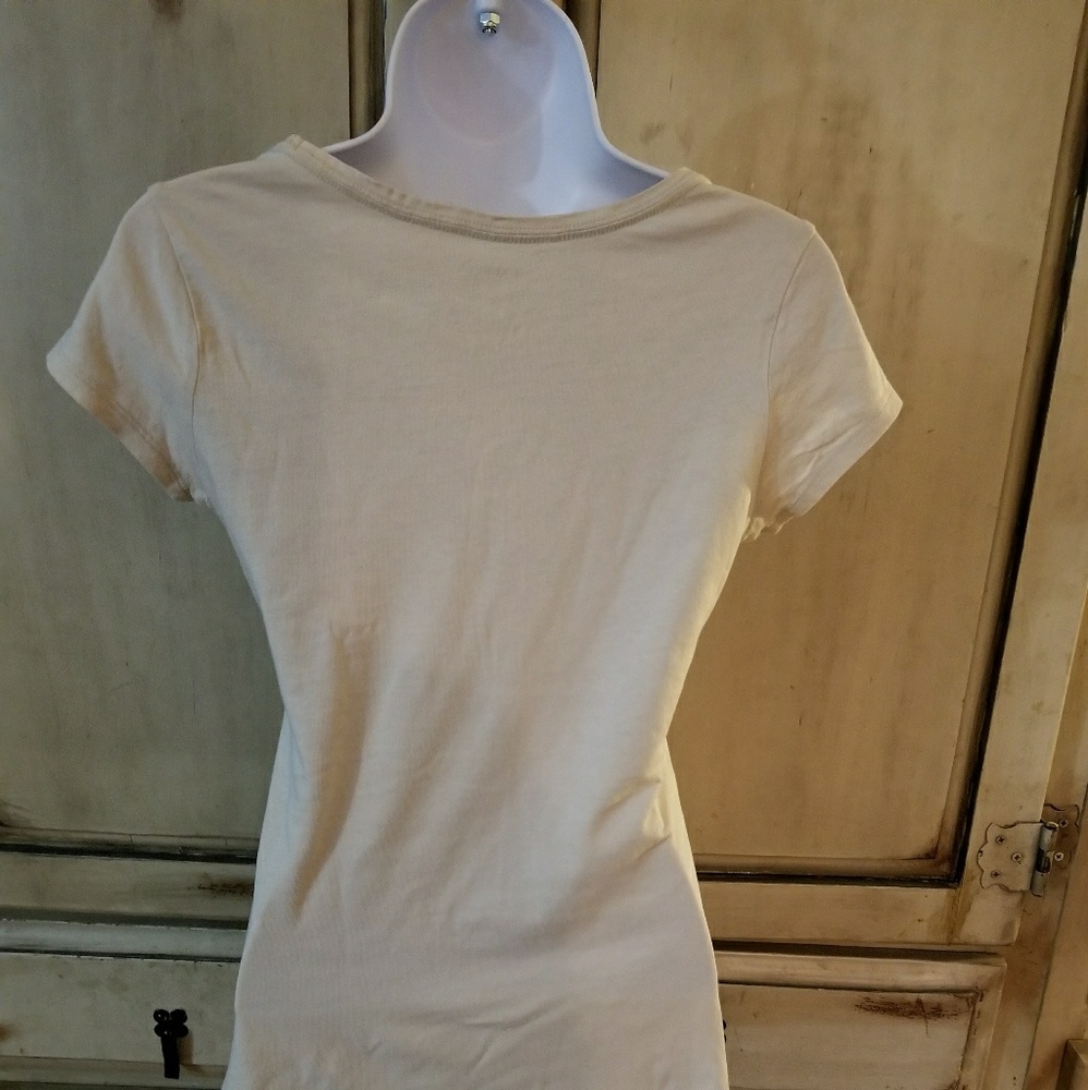 Express Beige Pink Roses Butterfly Tee - Picture 4 of 4